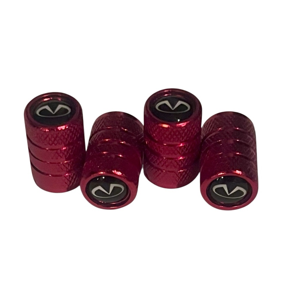 Red Infinity Tire Valve Stem Caps (4 Piece Set)